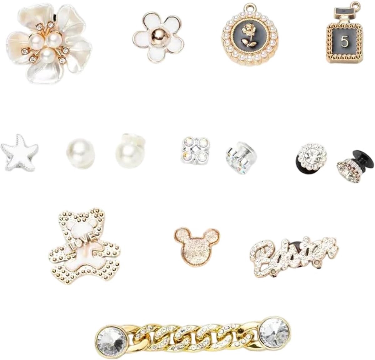 Bedels, schoenstekers, pvc, kinderschoenbedels, parelschoenhangers, diamanten schoensieraden voor meisjes, jongens, kinderen
