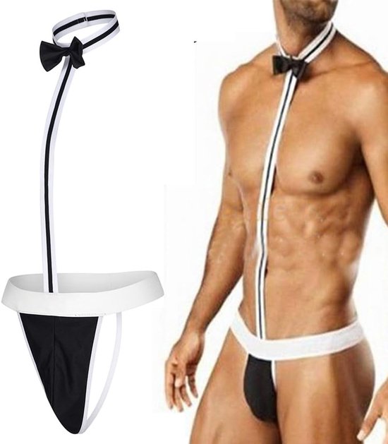 Tanga, sexy, strik, onderbroek, dessous, kerstmankostuum voor Halloween, Kerstmis, 1 stuk, zwart, 1 x zwarte verpakking, one size — afbeelding 2