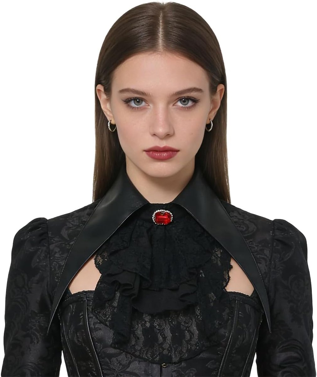 BPURB Gothic Lace Neck Ruffle Collar Renaissance Victorian Choker False Collar for Women Steampunk Cosplay Halloween - ShopVlot