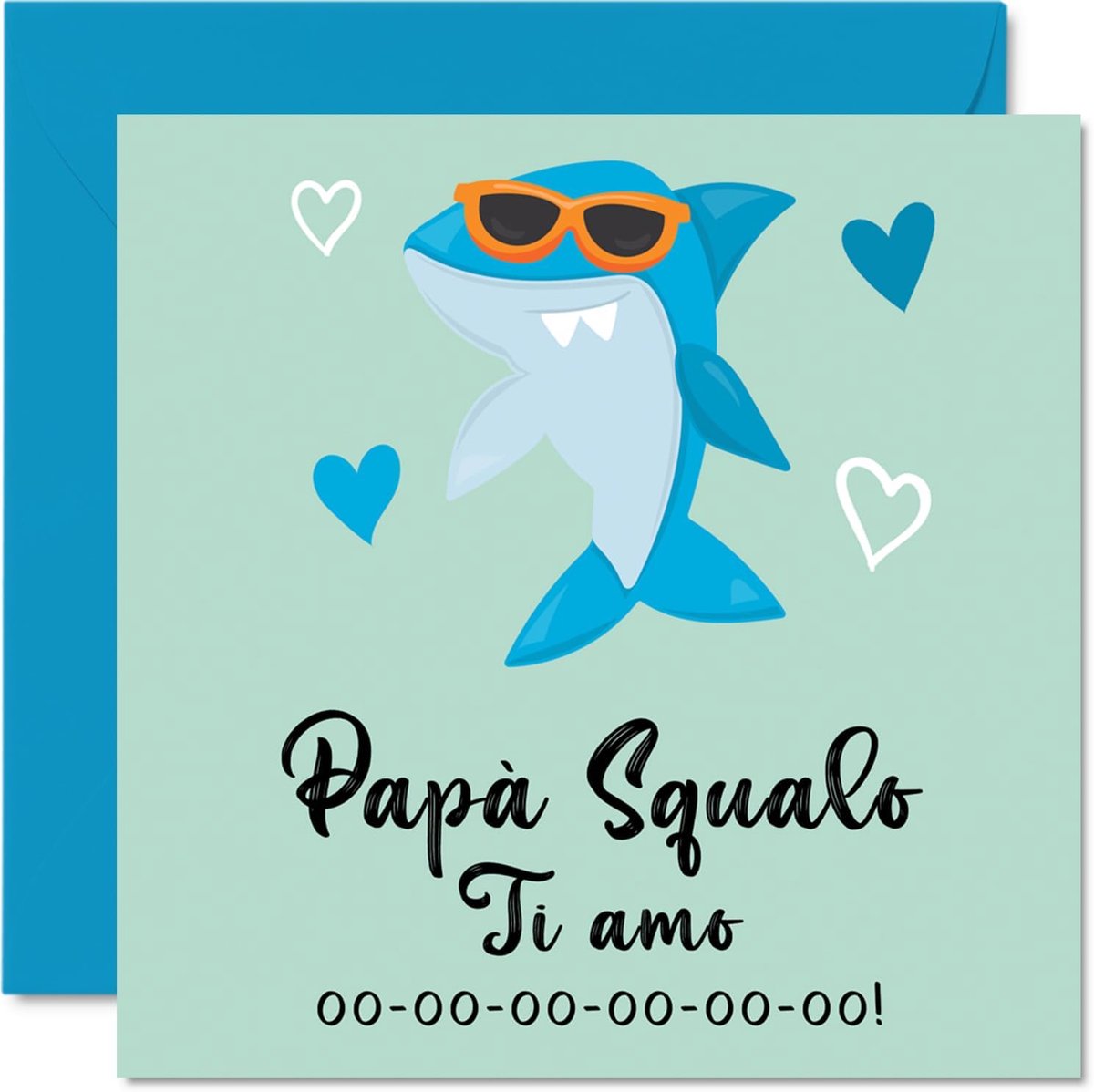 SnelShoppen - Grappige Verjaardagskaarten voor Vader - Daddy Shark Motief - Leuke Wenskaarten voor Vaderdag, Verjaardag en Geschenken - 145mm x 145mm