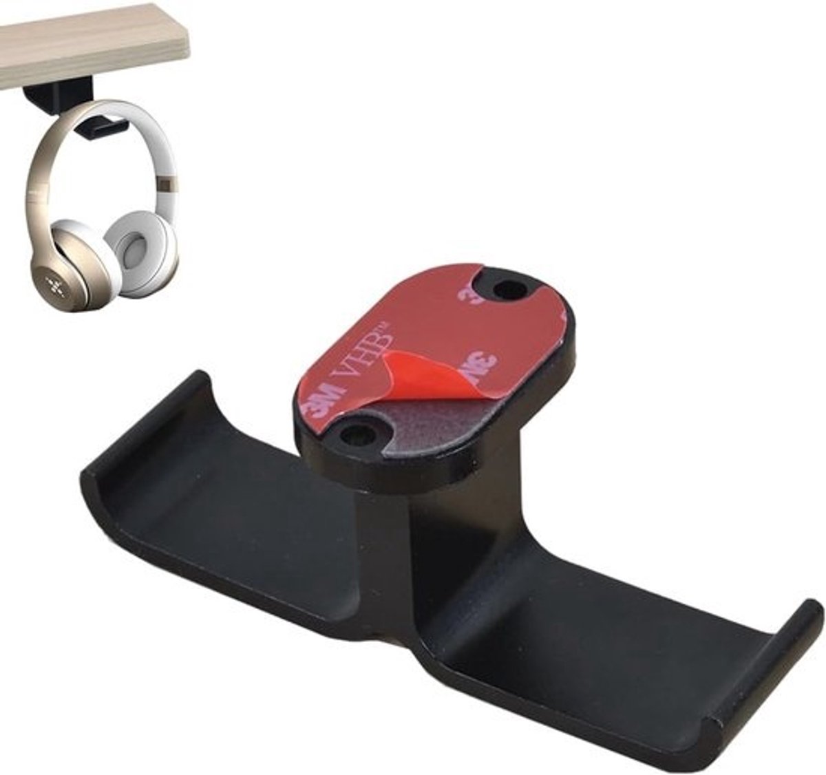 Hoofdtelefoonhouder - Accessoires voor - bureauhouders - Bureau-organizer - 90 graden - draaibaar - Dubbele haak
