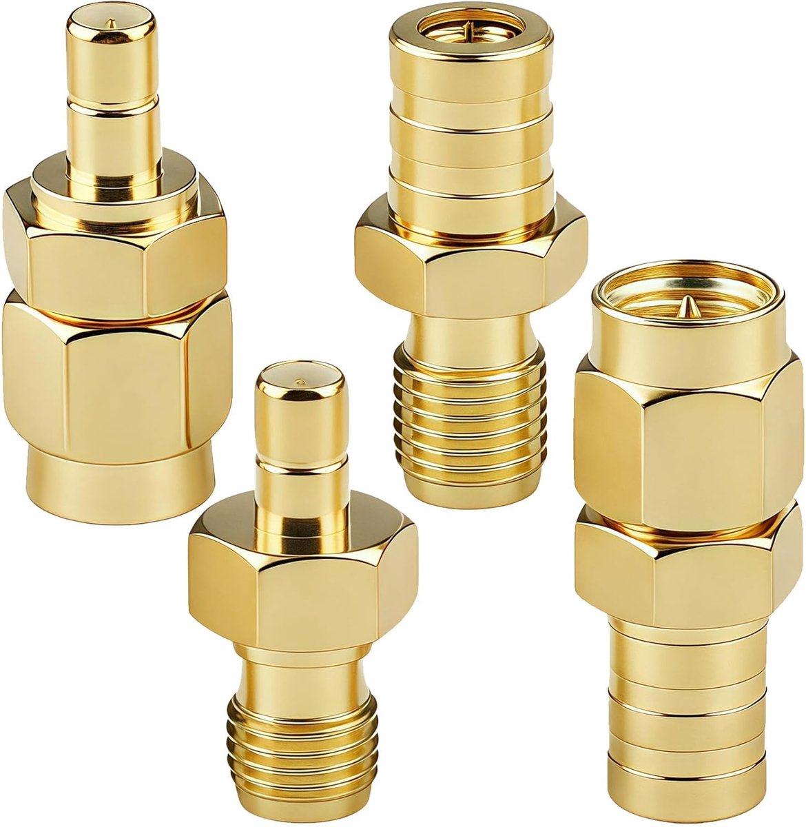 SMA naar SMB adapter - 4-delige set - puur messing - ideaal voor DAB autoradio - SnelShoppen