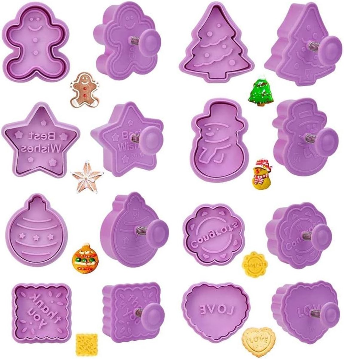 8-delige Kerstkoekjesuitstekers Set voor Fondant en Chocolade, Perfect voor Bakken en Kinderactiviteiten in Feestelijke Vormgeving