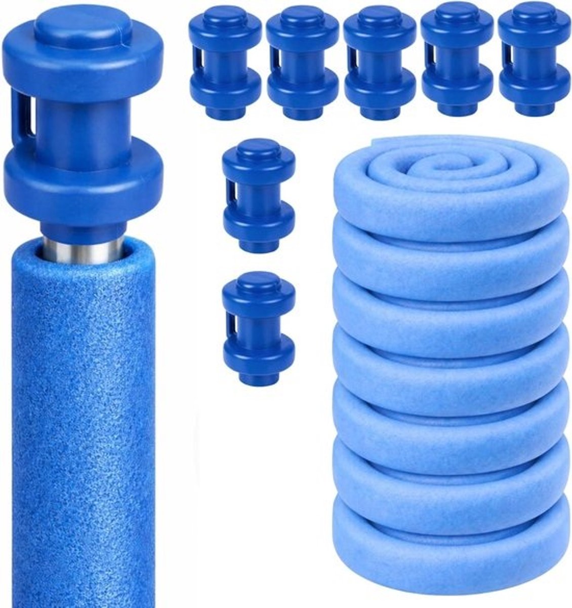Schuimbuizen voor trampoline - Paalbescherming - Veilig spelen - Schokabsorberend materiaal - 8 stuks van 180 cm - Blauw