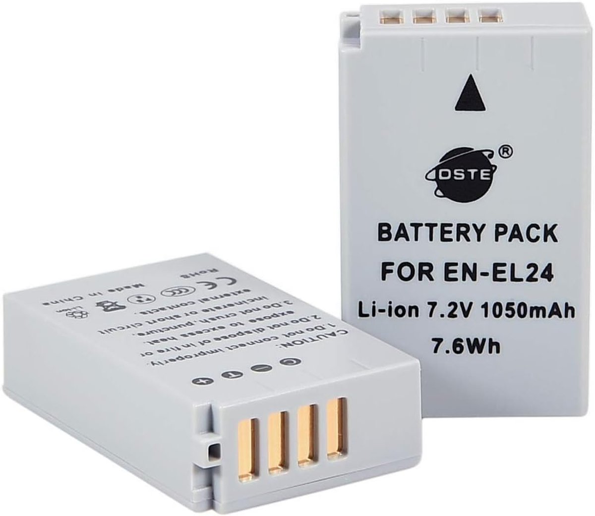 DSTE EN-EL24 ENEL24 2 Rechargeable Li-ion Batteries Compatible with Nikon 1 J5 - ShopVlot