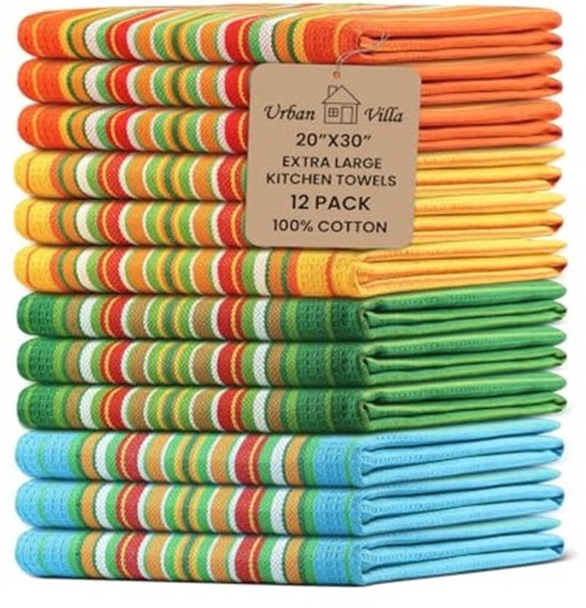 Extra grote keukendoeken - 50 x 30 cm - 12 stuks - Zeer absorberend - 100% katoen - Voor de keuken