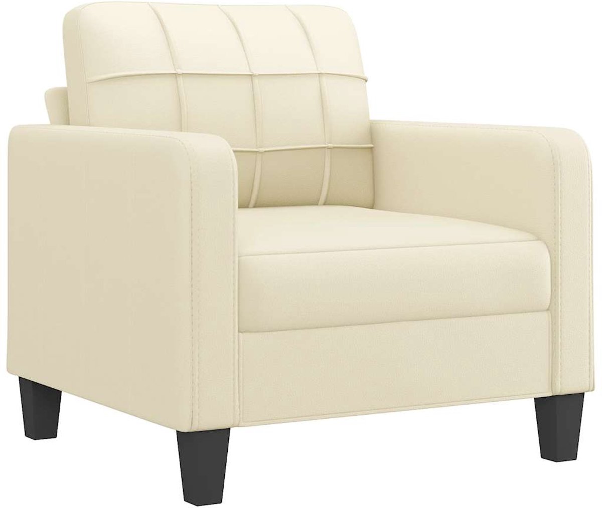 vidaXL Fauteuil - 60 - cm - kunstleer - crèmekleurig