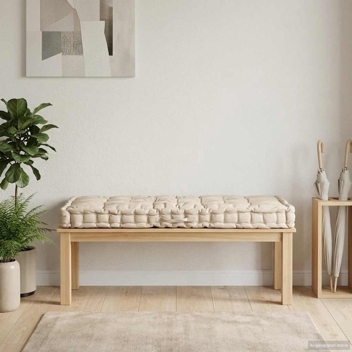 Katoen, 120 x 80 x 10 cm, beige, bekleding voor pallets, zachte katoenen stof, dik gevoerd, veelzijdig voor tuin, terras of woonkamer, stijlvol