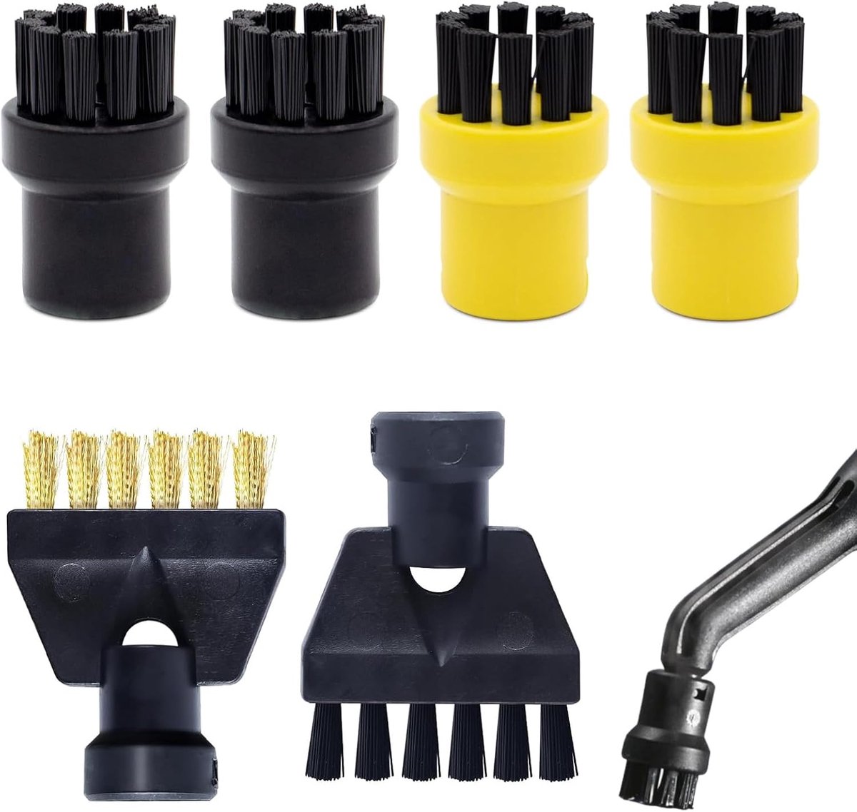 6er- Set Stoomreinigerborstels - Stoomreiniger accessoires voor SC1 SC2 SC3 SC4 SC5 SC7 CTK10 CTK20 (4 Kleine Ronde Borstels + 2 Spleetborstels)
