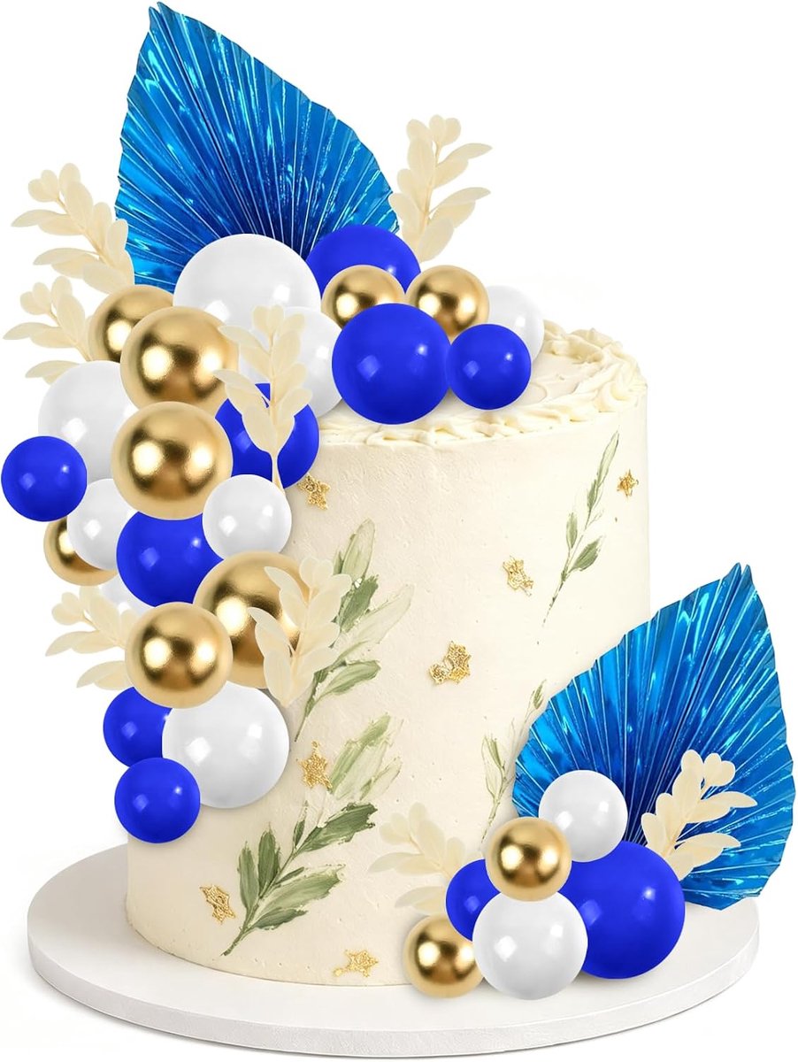 Ballen, 40 stuks, taartdecoratie, bal, taarttopper, taartdecoratie, ballen, taartdecoratie, boho-taartdecoratie, voor bruiloft, verjaardag, jubileum (donkerblauw)