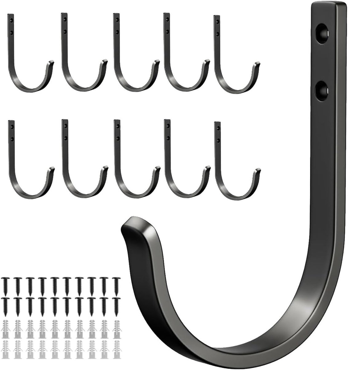10 stuks kledinghaken, schroefhaken, wandhaken, gathaken met geluidsisolerende plaat, voor slaapkamer, woonkamer, badkamer, wandhaken voor jassen, jassen en hoeden