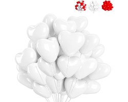 YOUYIKE 50pcs White Heart Balloons, White Latex Helium Wedding Heart Balloons for Wedding Decoration, Valentine's Day - ShopVlot