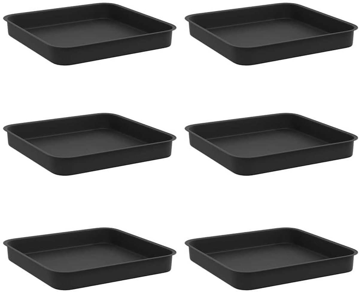 Plantenonderzetters voor binnen en buiten, set van 6, zwart, 15 x 15 x 2 cm