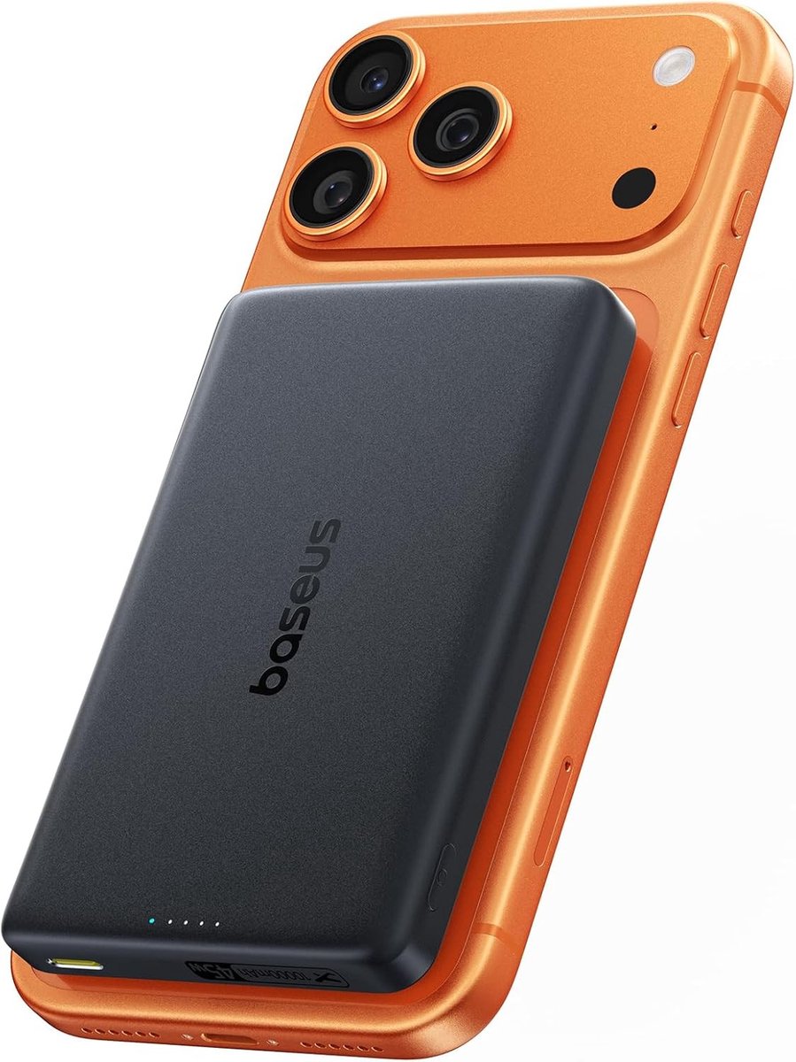 Draagbare Powerbank 10000mAh met Qi2.2 Magsafe, Ultra-Fast 25W Draadloos en PD 45W Snelladen, Slimme Magnetische Externe Batterij voor iPhone 17/16 Pro Max, Zwart
