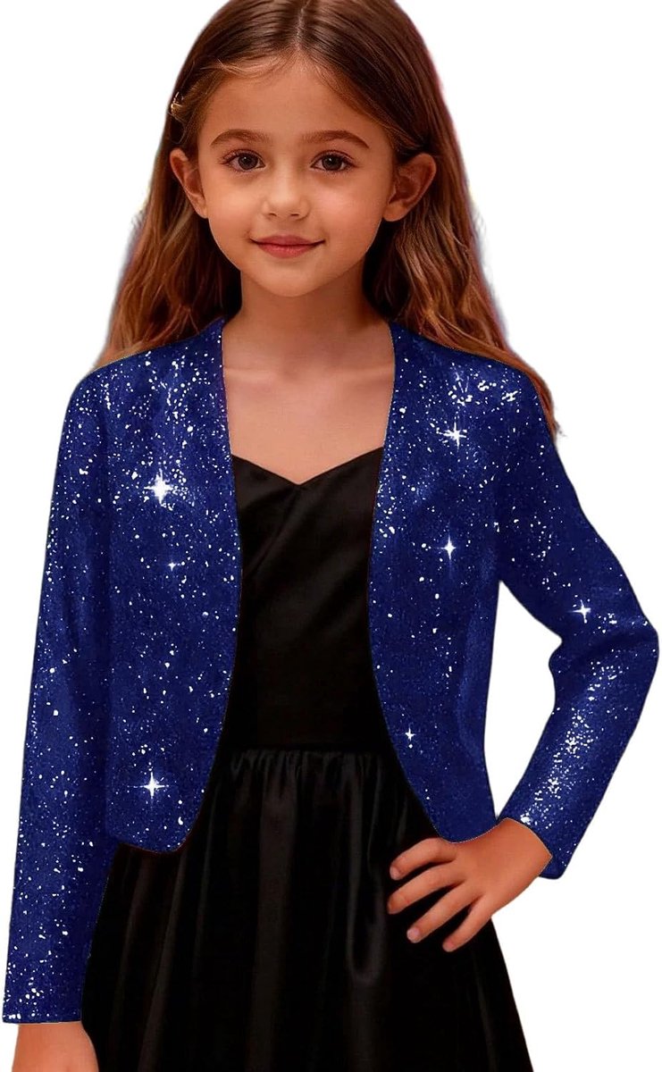 Elegante korte jas van satijn bedrukt voor meisjes, cardigan voor feestjes.