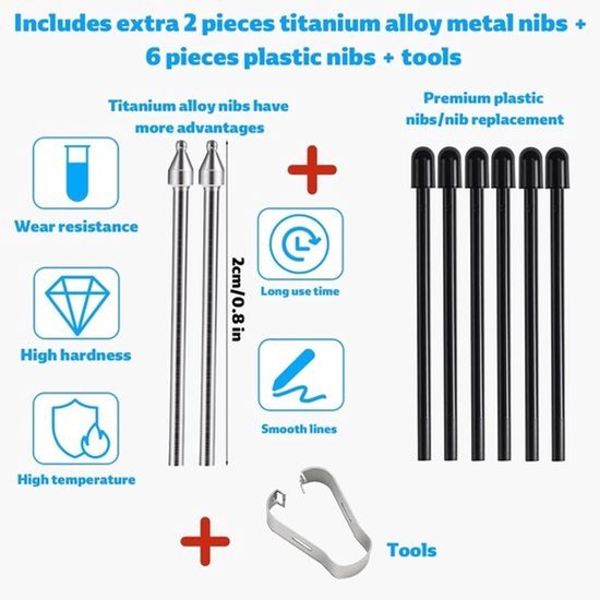 8 stuks metalen en plastic styluspunten voor tablets - diverse Samsung-modellen — afbeelding 2