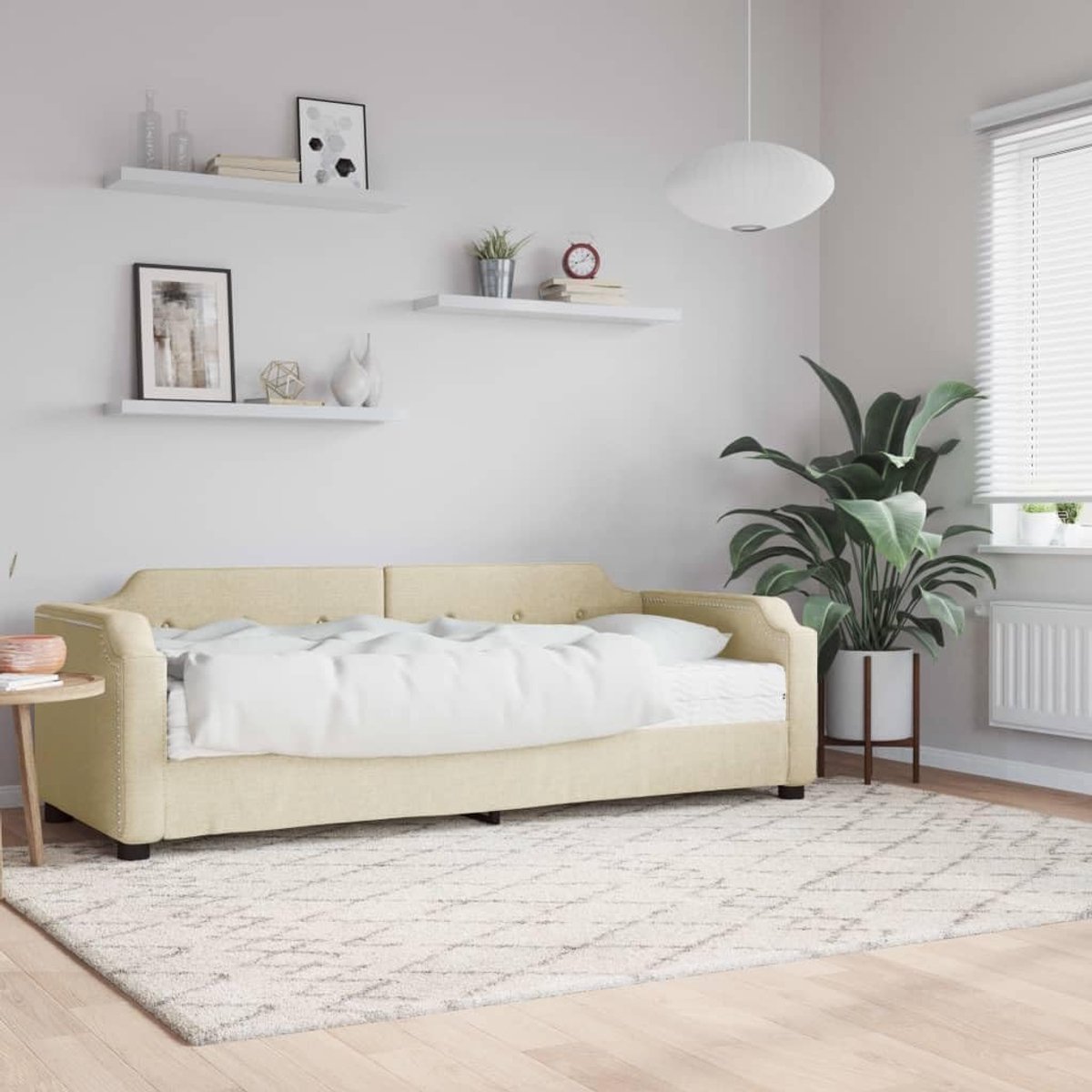 2 in 1 slaapbank schuimmatras crème 80x200 cm