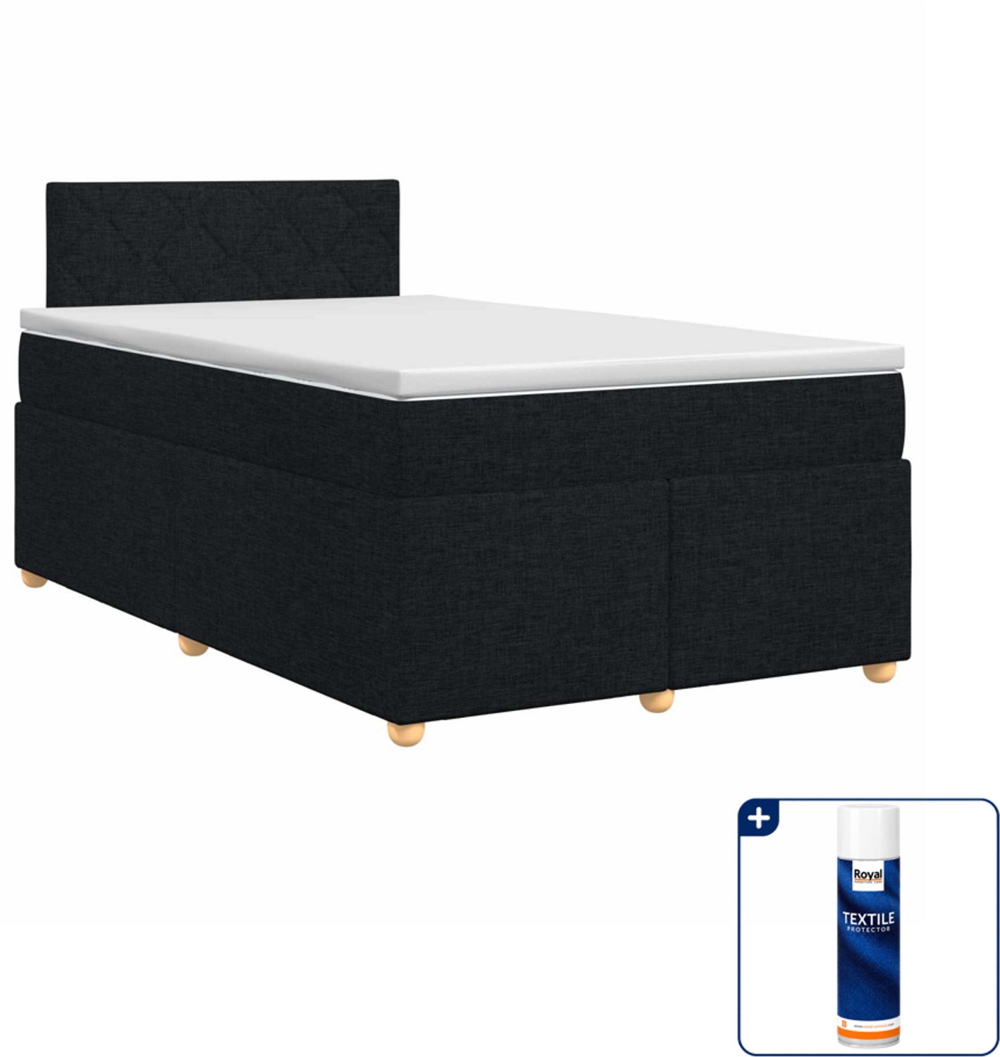 vidaXL boxspringbed met matras - 120 x 190 cm - zwart - Inclusief textielbeschermer 500 ml