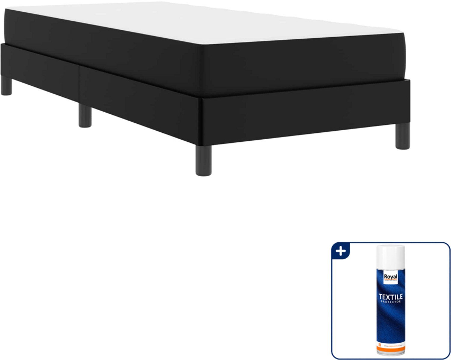 vidaXL Bed met matras - 90 x 200 cm - stof - zwart - Inclusief textielbeschermer 500 ml