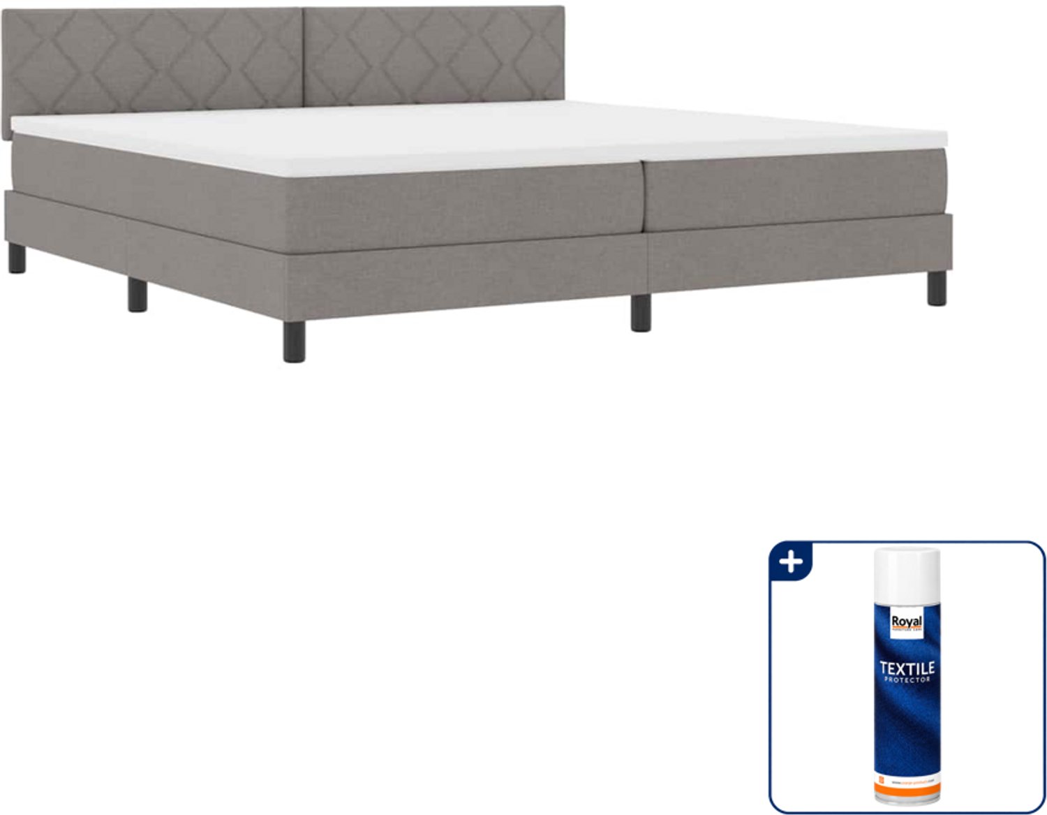 vidaXL Boxspring - Super kingsize - 200 x 200 cm - Taupe - Inclusief textielbeschermer 500 ml