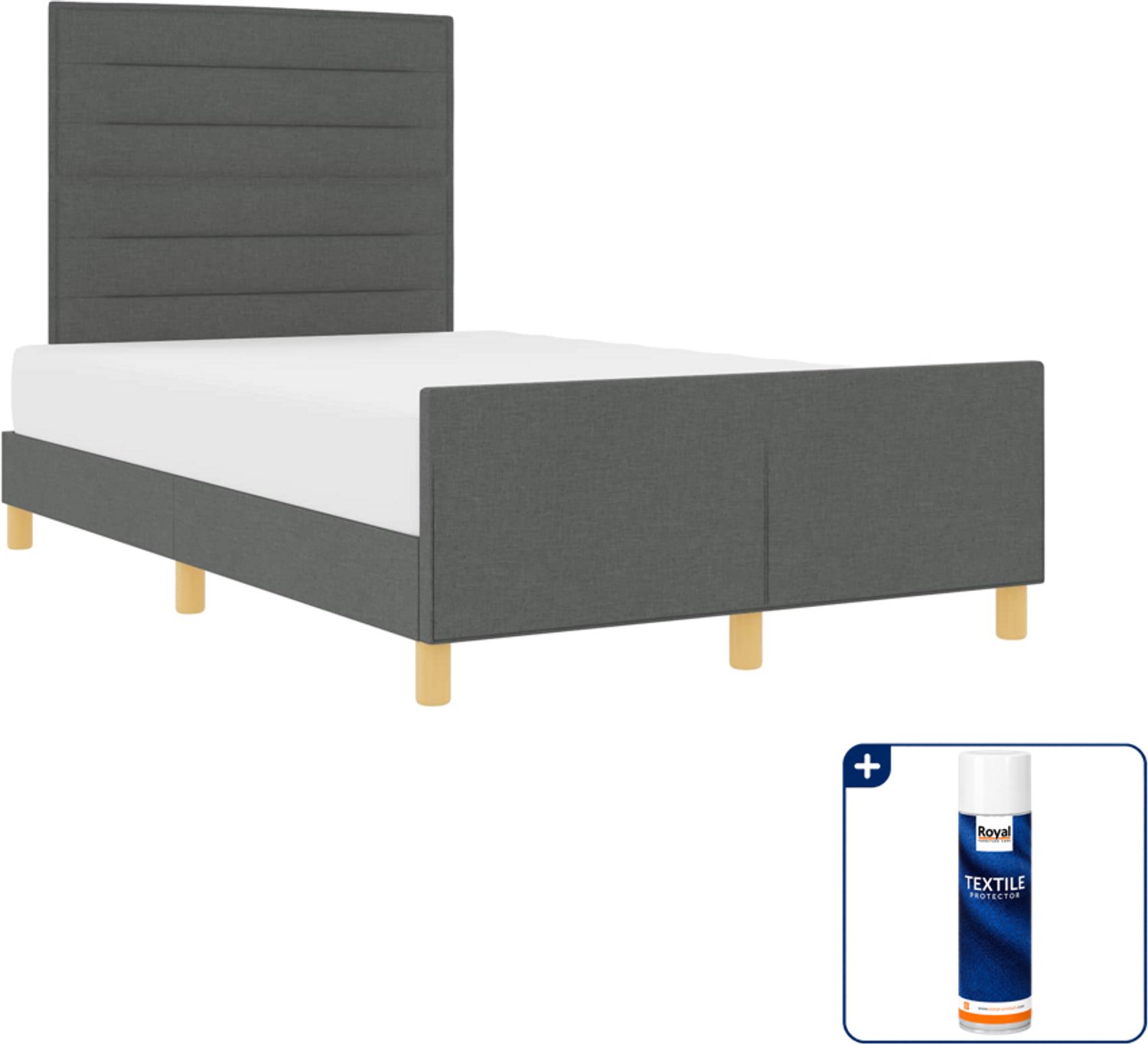 vidaXL bedframe - 120 x 190 cm - stof - donkergrijs - Inclusief textielbeschermer 500 ml