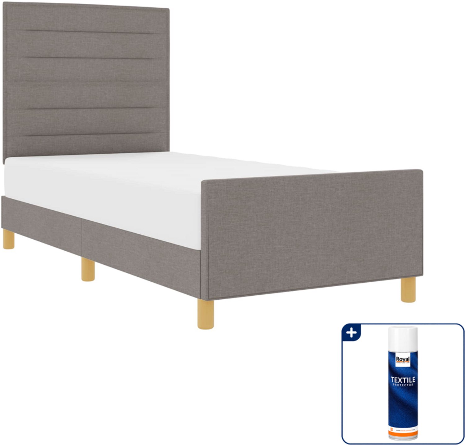 vidaXL bedframe - 90 x 190 cm - taupe - Inclusief textielbeschermer 500 ml
