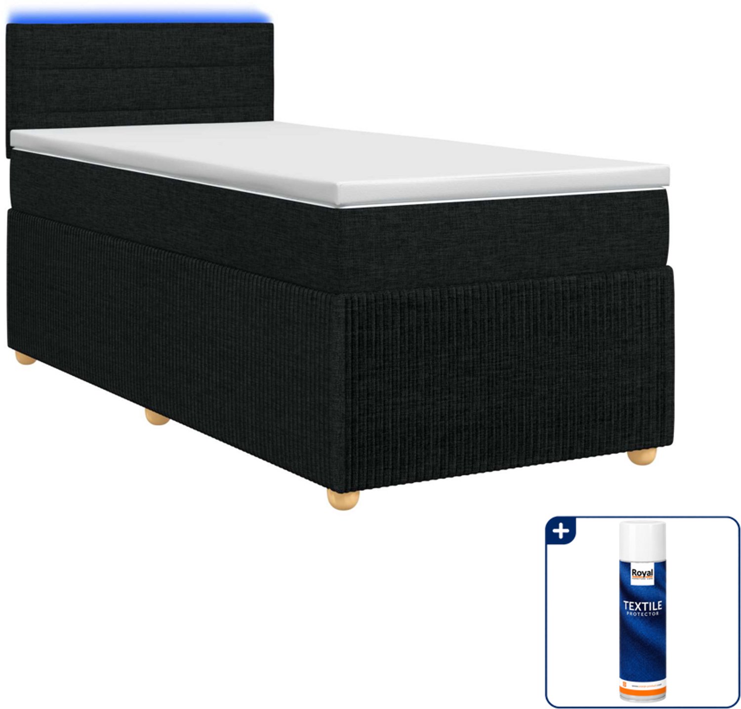 vidaXL boxspringbed met matras 100 x 200 cm - stof - zwart - Inclusief textielbeschermer 500 ml