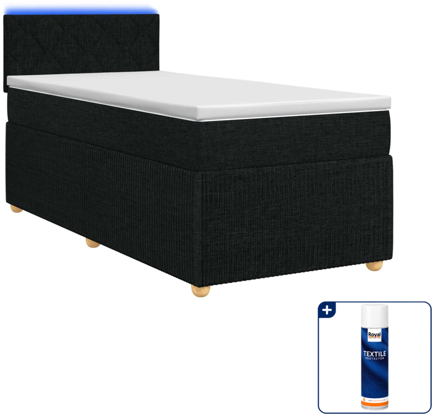 vidaXL boxspringbed met matras - 100 x 200 cm - zwart - stof - Inclusief textielbeschermer 500 ml