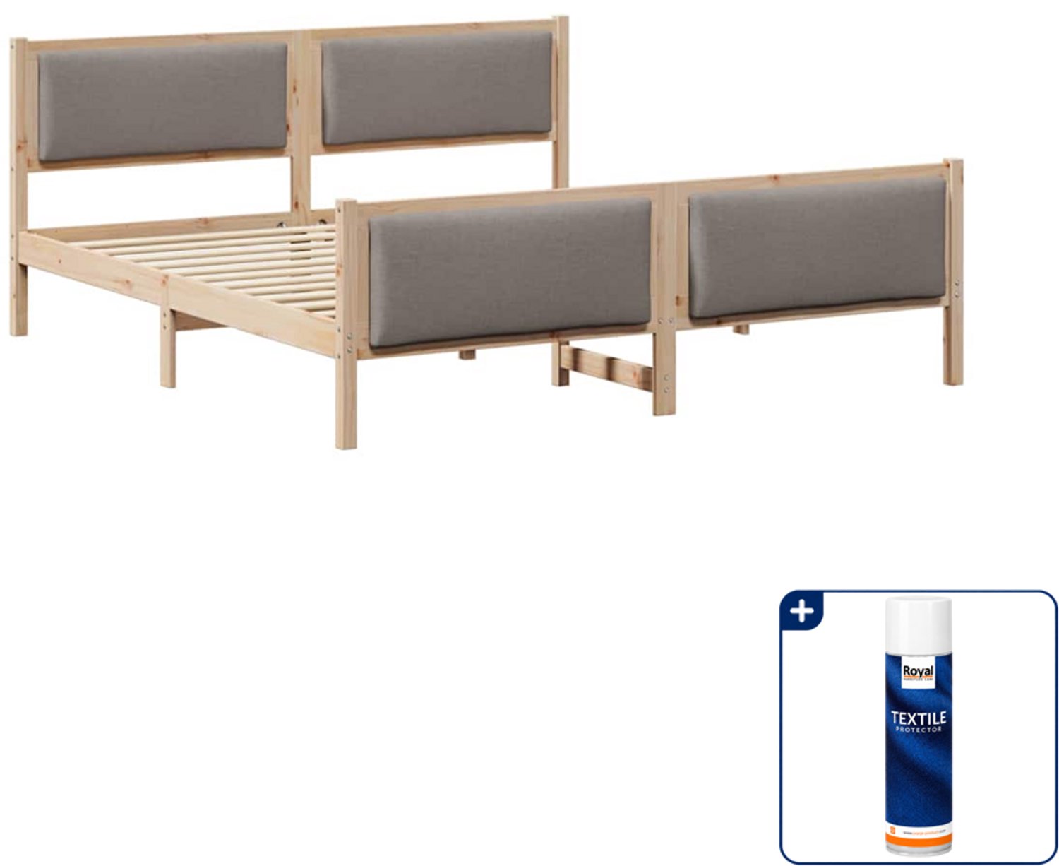 vidaXL bedframe - 200 x 200 cm - taupe - Inclusief textielbeschermer 500 ml Bruin
