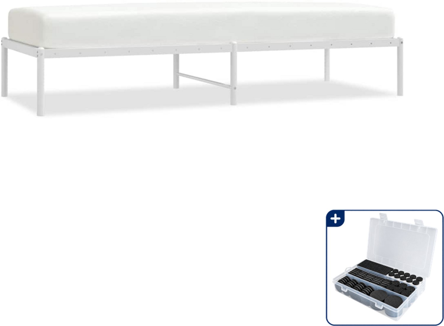vidaXL bedframe - 75 x 190 cm - staal - wit - Inclusief antikrasvilt 177-delig