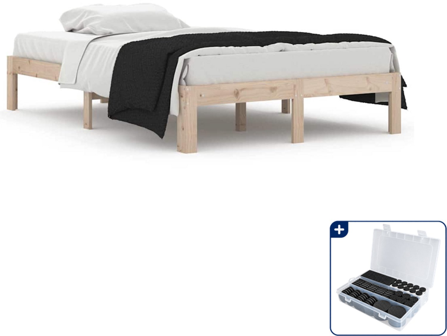 vidaXL bedframe - 120 x 190 cm - massief grenenhout - Inclusief antikrasvilt 177-delig Bruin