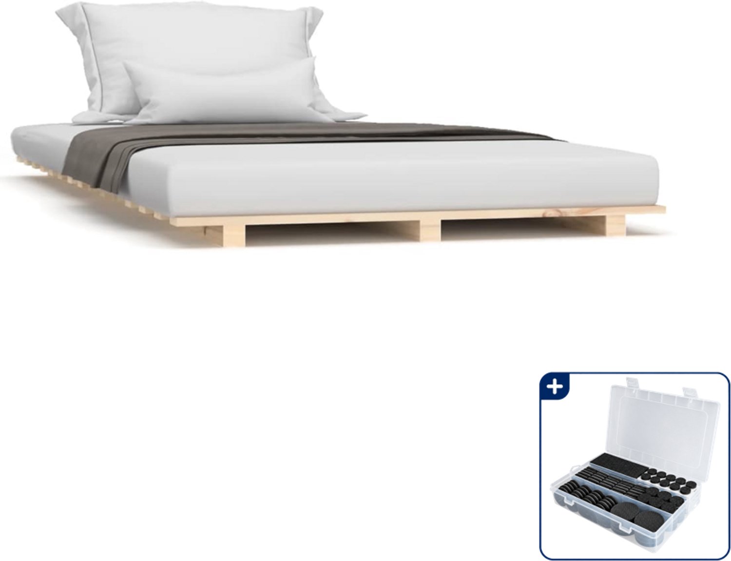 vidaXL bedframe - 75 x 190 cm - massief grenenhout - Inclusief antikrasvilt 177-delig Bruin