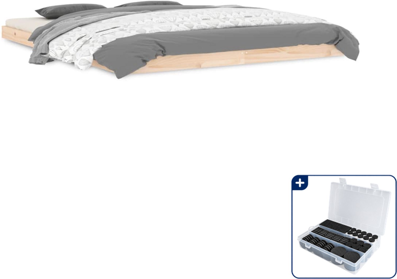 vidaXL bedframe Queensize - 160 x 200 cm - massief grenenhout - Inclusief antikrasvilt 177-delig Bruin
