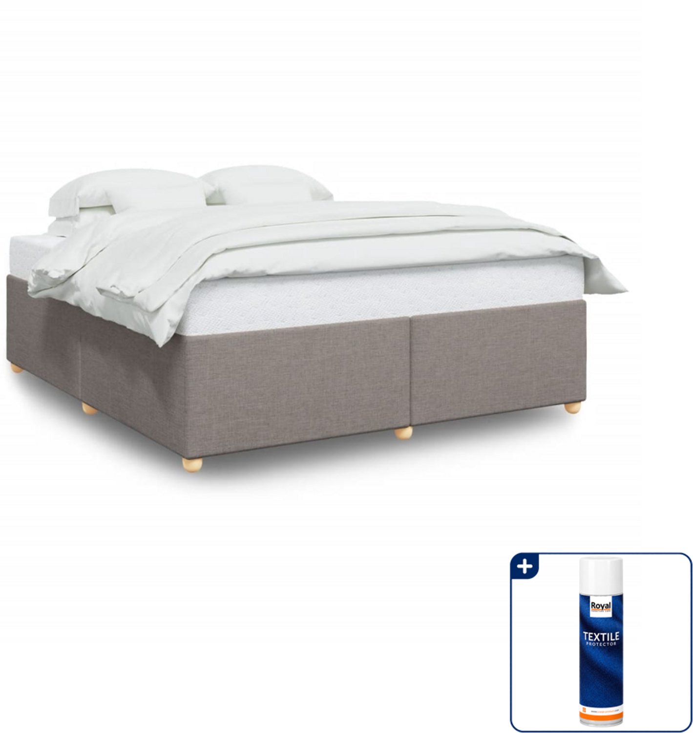 vidaXL Bedframe - 200 x 200 cm - stof - taupe - Inclusief textielbeschermer 500 ml Zwart
