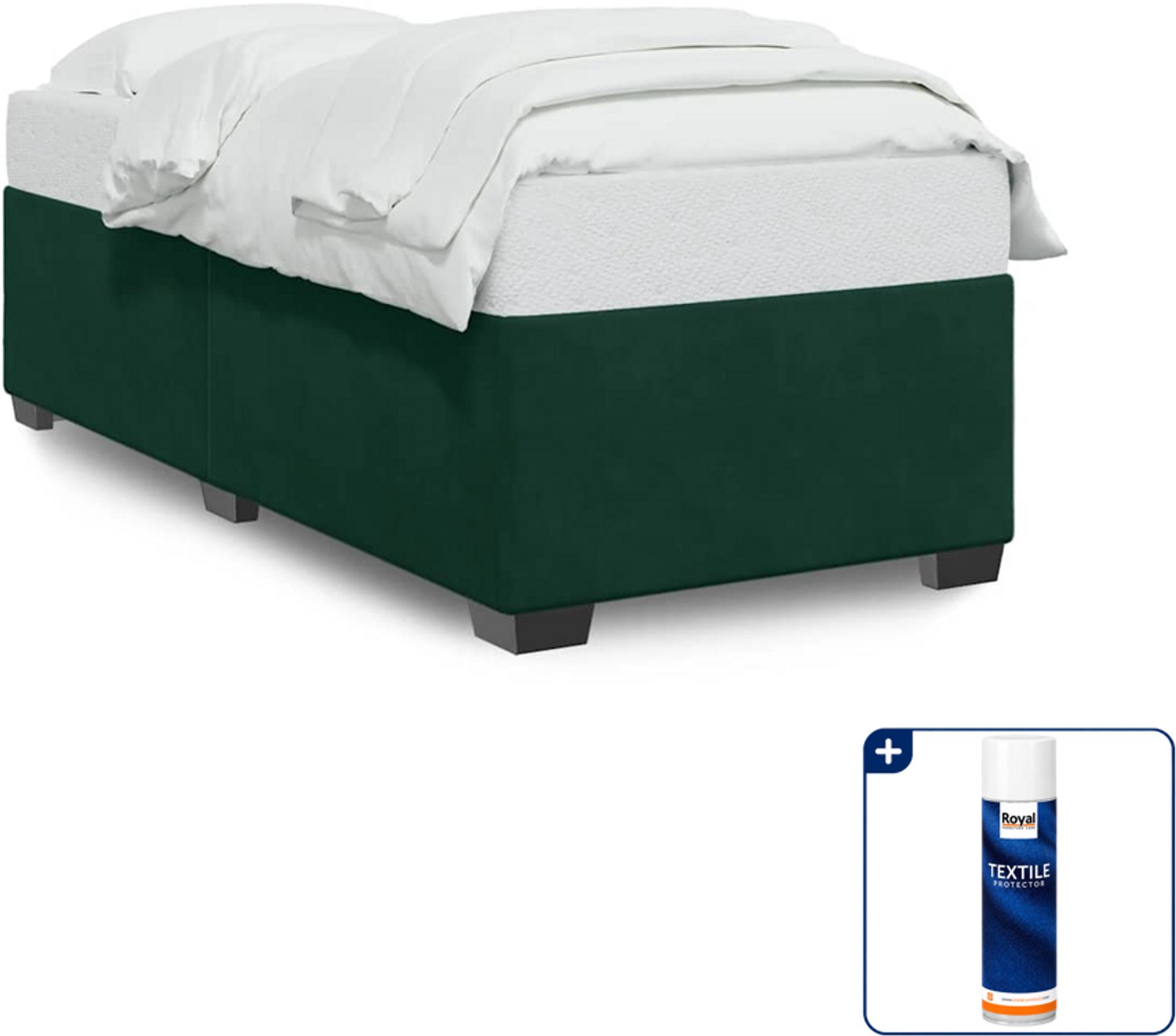 vidaXL bedframe - 90 x 190 cm - fluweel - donkergroen - Inclusief textielbeschermer 500 ml Taupe