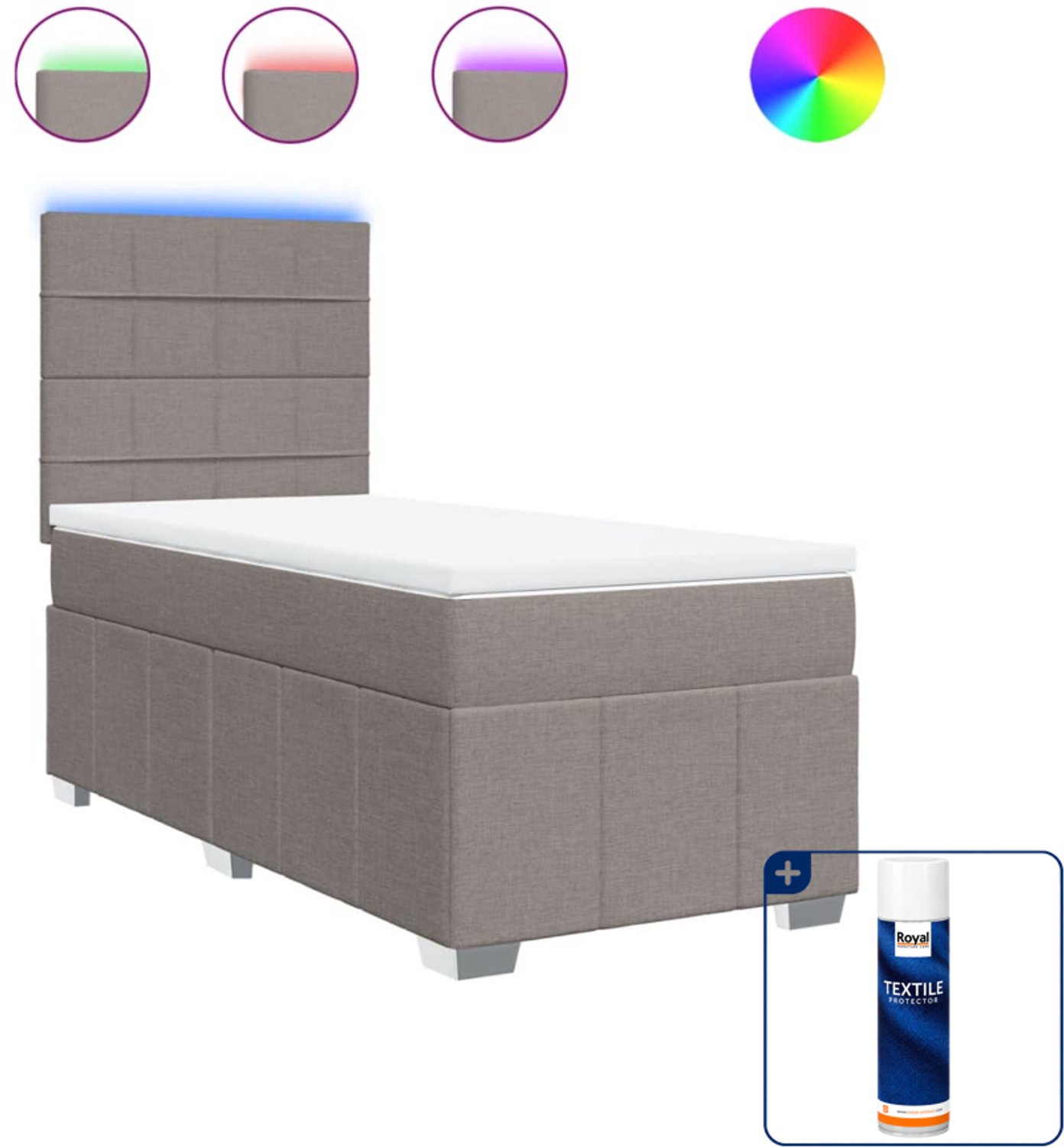 vidaXL boxspring met matras - 100 x 200 cm - stof - taupe - Inclusief textielbeschermer 500 ml