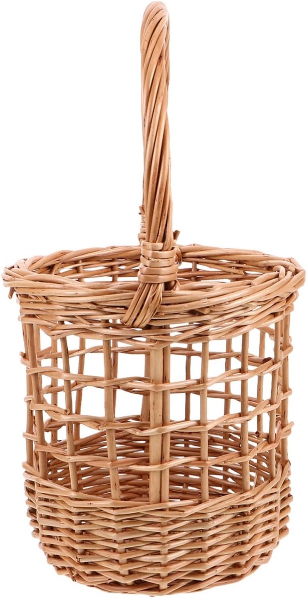 Willow Woven Hanging Basket met Handvat Natuurlijke Wicker Opslag voor Keuken Organisator voor Knoflook Gember Tomaat Bloemen Ruimtebesparend Ventilerend