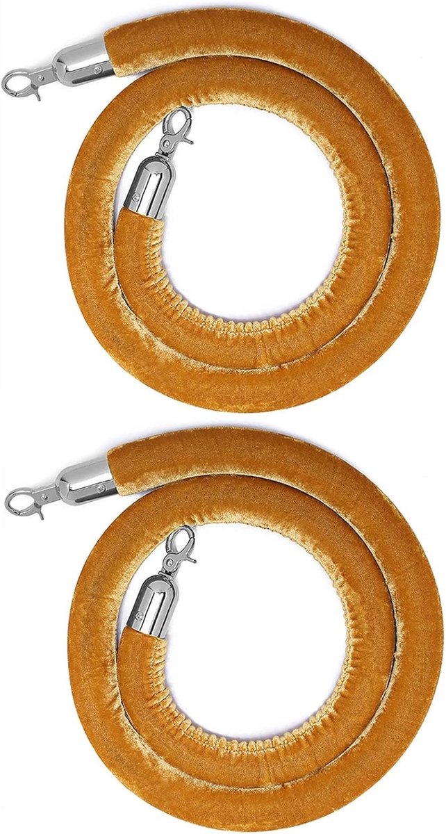 Wachtrijbarrièretouwen met vergulde haak, fluwelen stangentouw 3/4/5/6Ft, menigtecontroletouw, grijs fluwelen touw voor wachtrijverdeler, touwveiligheidsbarrière 1/2/3M, diameter 1,3 inch wacht