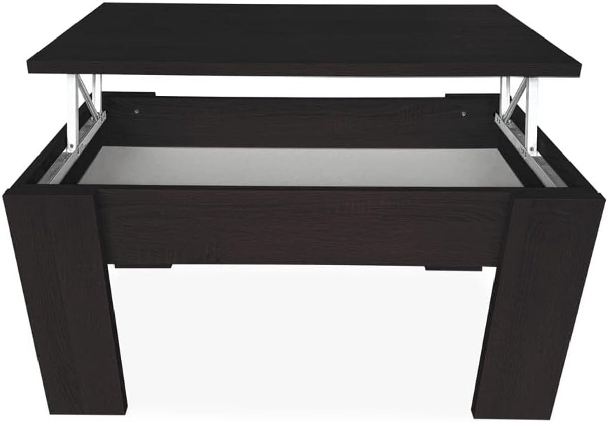 Mattfy Salontafel voor koffie/thee, in hoogte verstelbaar, voor woonkamer of eetkamer, kleur: Wenge, afmetingen: 90 cm (breedte) x 50 cm (diepte) x 46/57 cm (hoogte)
