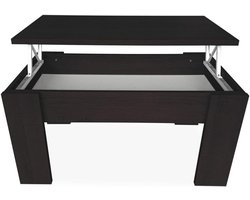 Mattfy Salontafel voor koffie/thee, in hoogte verstelbaar, voor woonkamer of eetkamer, kleur: Wenge, afmetingen: 90 cm (breedte) x 50 cm (diepte) x 46/57 cm (hoogte)
