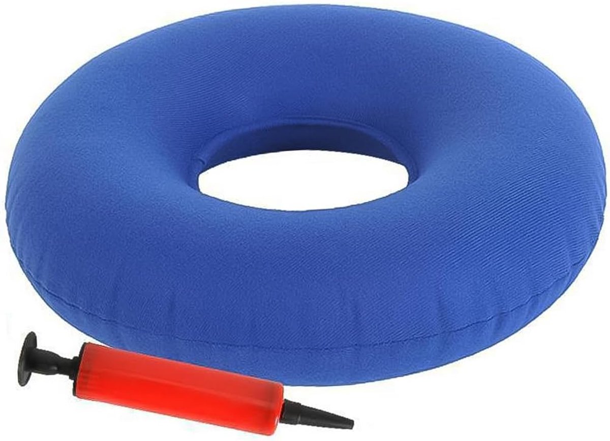 Opblaasbaar ringcirkelkussen, aambeiencirkelkussen, rubberen ring om op te zitten voor drukverlichting Aambeien, postnataal gebruik (blauw)