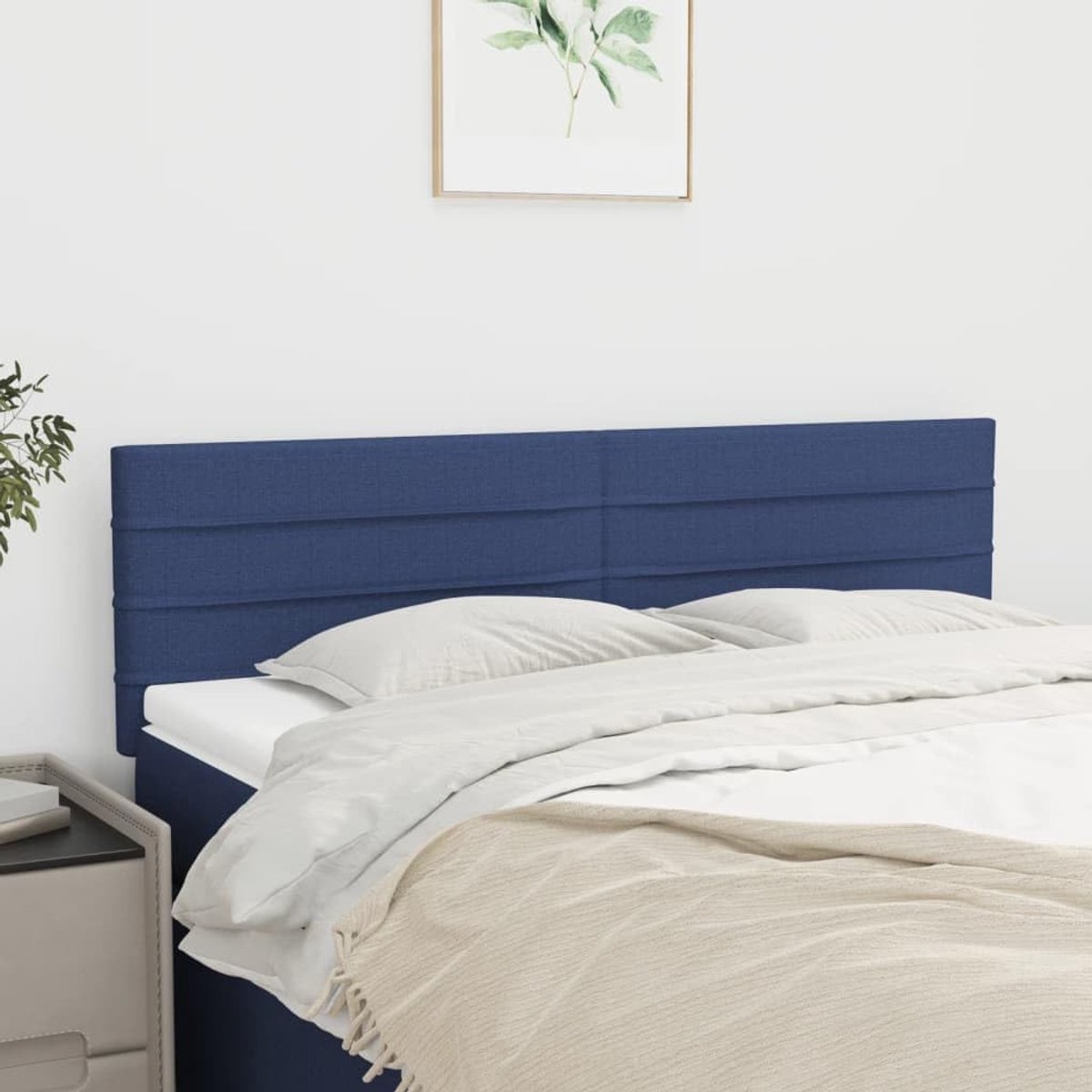 Hoofdbord, 2 stuks, blauw, 72 x 5 x 78/88 cm, stoffen hoofdeinde voor slaapkamer, hotel, hoofdeinde, werkkamer, voor slaapkamer, tweede slaapkamer, hotel
