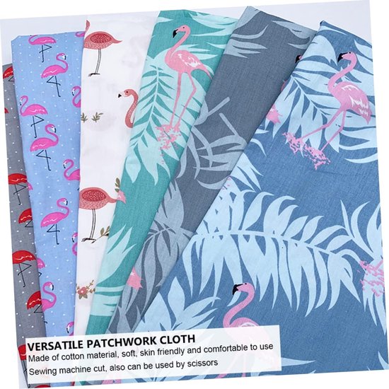 1 Set Van 6 Stuks katoenen stof doe-het-zelf materiaal lapjes naaien lapwerk flamingo stof quiltend Materialen patchwork -stof stofbundels voor quilten Handwerkstof Grijs — afbeelding 2