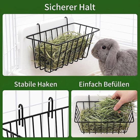2 stuks metalen hooibak voor konijnen, hangende voederbak 23 × 10 × 8 cm — afbeelding 2