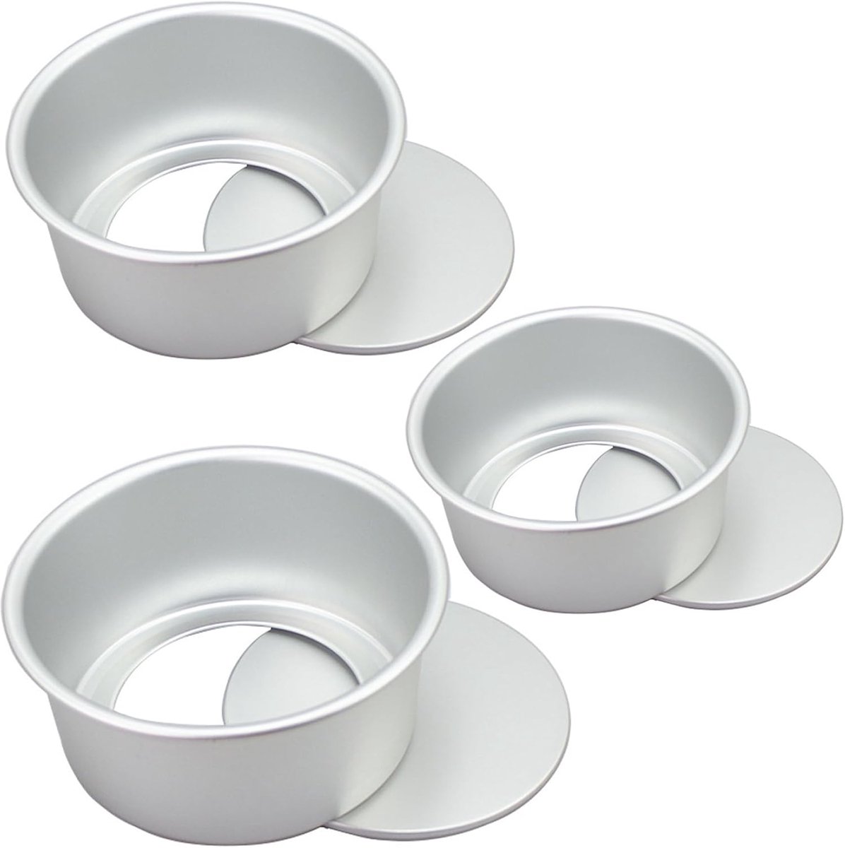 Ronde cakepannen, aluminium taartpannen met verwijderbare bodems voor gemakkelijke release, 15/7/9 cm anti-aanbak geanodiseerde bakvormen voor chiffon, cheesecake, laagtaarten 3-delig.