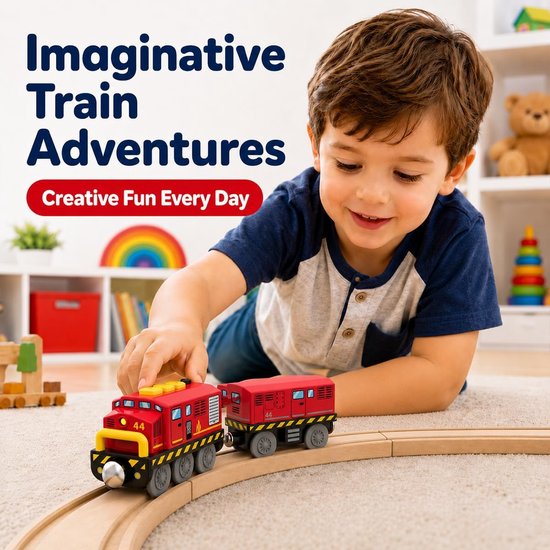 Trein voor kinderen, elektrische lok, houten trein, speelgoed, locomotief trein met licht en geluid, magnetische treinset compatibel met Brio, Thomas, speelgoedauto voor jongens en peuters — afbeelding 5
