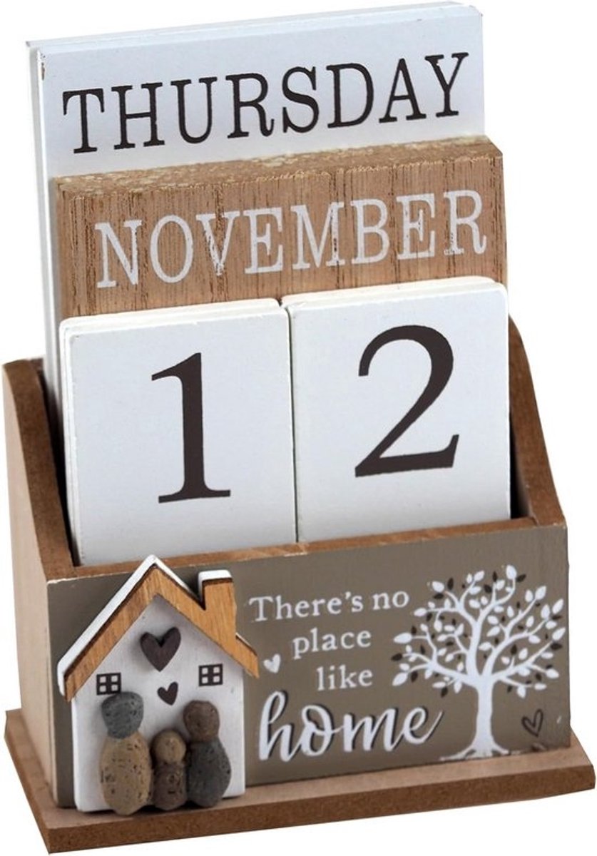Houten eeuwigdurende kalender - Voor bureau of thuis - Rustiek decoratief datumblok