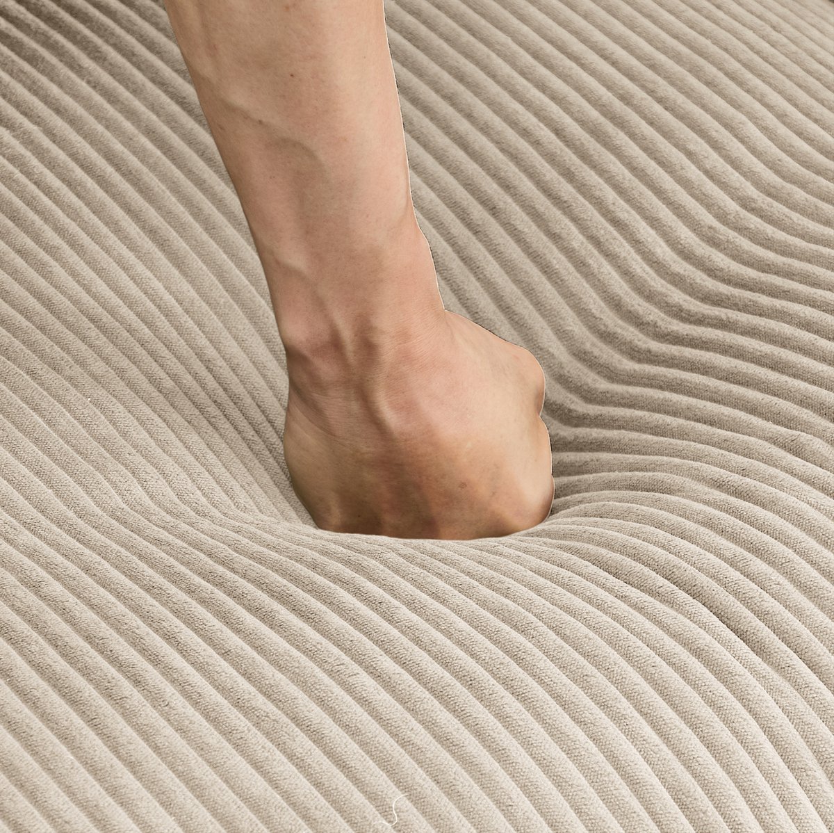 REDOM Hoekbank - 3-zits modulair ontwerp - L- of U-opstelling - Hocker als voetensteun - Corduroy - Beige - 265 x 161 x 94 cm