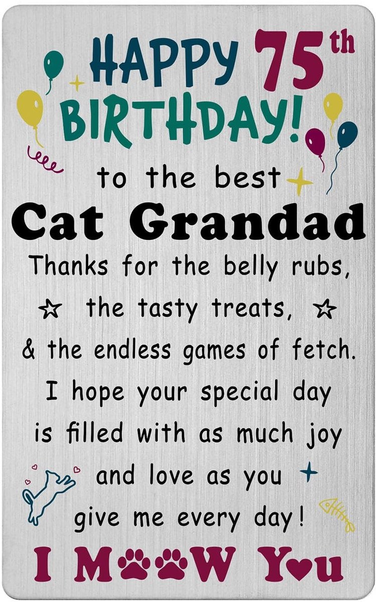 Verjaardagskaart voor Kattenliefhebbers 75 Jaar