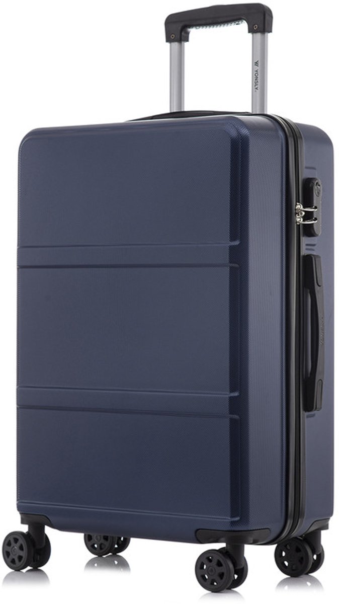 YONSLY Handbagage Koffer - 66cm - 66 L - Cijferslot- 360° Draaibare Wielen - Trolley- 66 x 43 x 26 cm - Donkerblauw